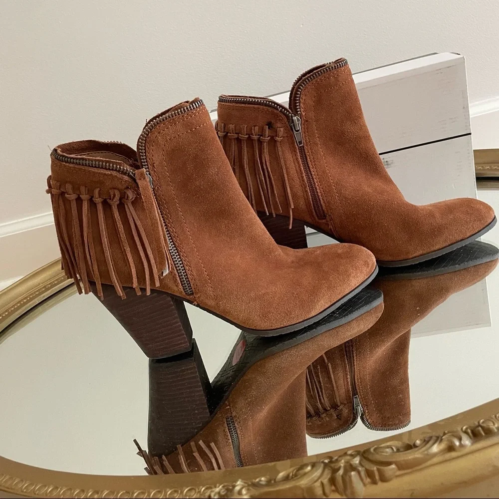 Dolce Vita Size 10 New Fringe Leather Ankle Heeled Booties ~ Shoes